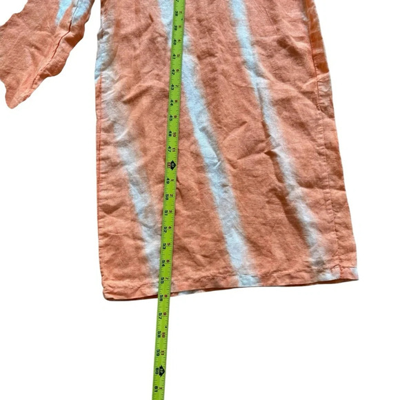 Vasna Striped Linen Jumpsuit Wide Leg Boho Orange White V-neck XL Italy NWT - Picture 7 of 12